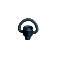 A heavy-duty black metal QD quick detach sling swivel showing locking ball bearings, isolated on a transparent background.