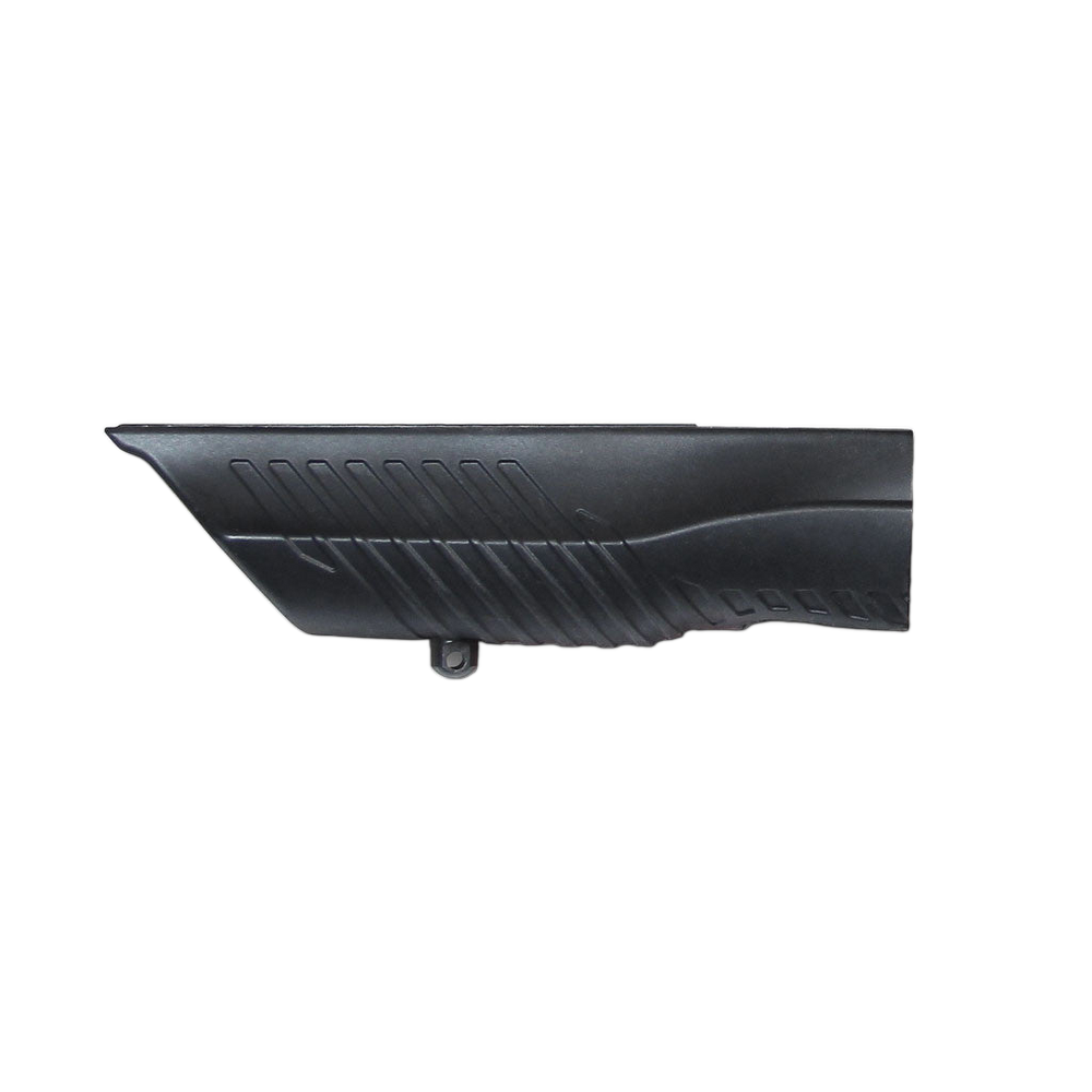 A black molded forend replacement part with textured grip patterns shown against a transparent background. 