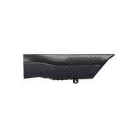Full-length right-side profile view of a matte black synthetic shotgun replacement forend with textured grip grooves, isolated on a transparent background.