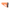Side profile view of a bright orange collapsible synthetic buttstock with a ventilated black recoil cushion, displayed on a transparent grid.