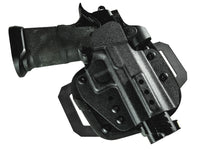 A black OMNICARRY multi-fit holster for 1911/2011 variants, with foam & mesh backer, designed for outside the waistband carry.