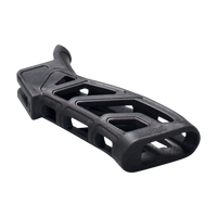 A black molded plastic or rubber tactical grip with a hollow, lattice-like cutout structure, photographed on a transparent background.