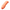 A less-than-lethal orange polymer pump-action shotgun forend shown horizontally on a transparent background.