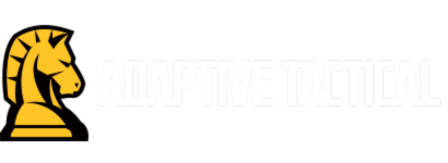 Adaptive Tactical logo with a yellow and black horse head on a transparent background