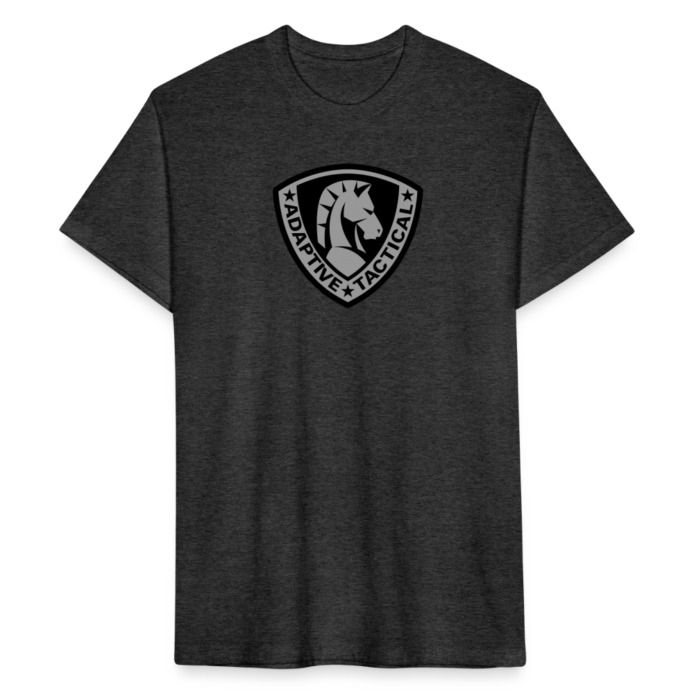 heather black / S Adaptive Grey Shield Fitted Cotton/Poly T-Shirt by Next Level Fitted Cotton/Poly T-Shirt | Next Level 6210 Adaptive Tactical
